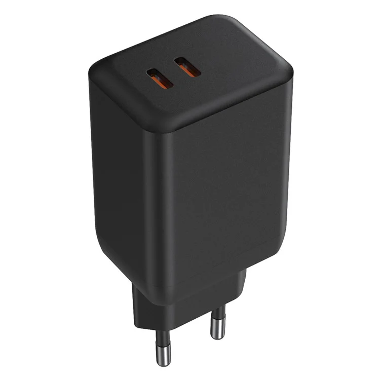 Быстрое зарядное устройство PD 65Вт GaN с двумя USB-C, блок питания для телефона - Черный / Вилка EU