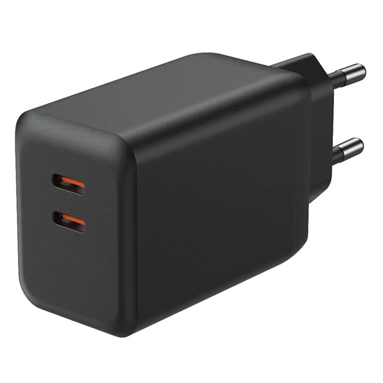 Быстрое зарядное устройство PD 65Вт GaN с двумя USB-C, блок питания для телефона - Черный / Вилка EU