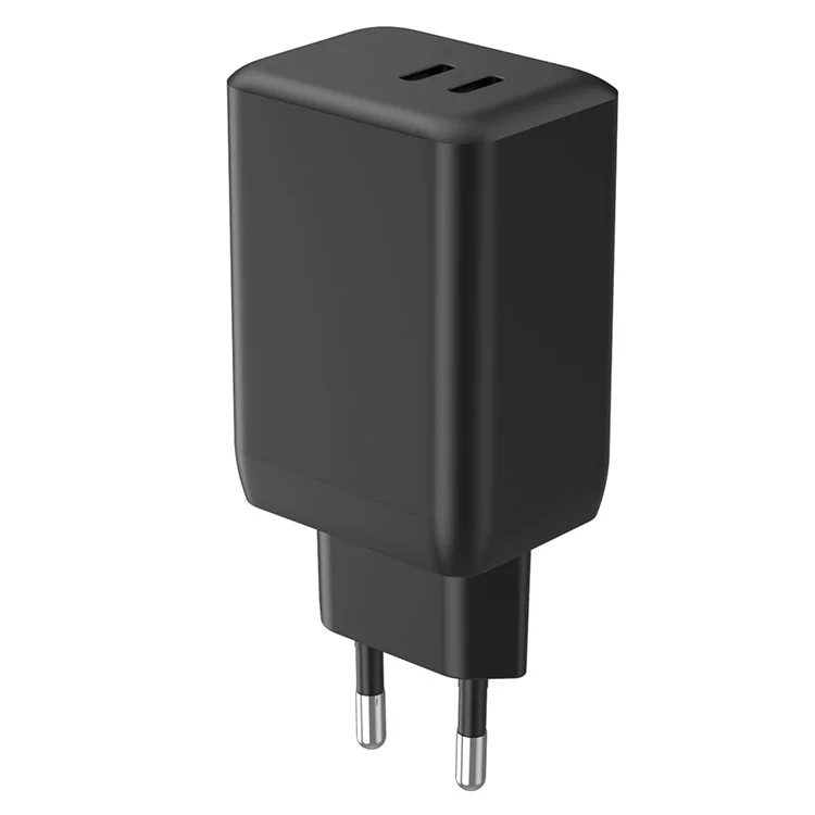 Массовая закупка 45-ваттного двойного USB-C GaN-зарядного устройства для быстрой зарядки телефонов и планшетов - черный / евровилка