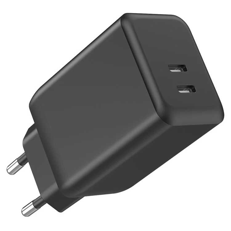 Массовая закупка 45-ваттного двойного USB-C GaN-зарядного устройства для быстрой зарядки телефонов и планшетов - черный / евровилка