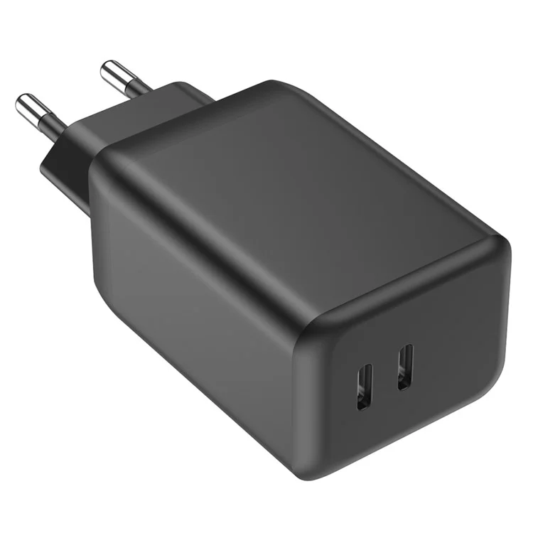 Массовая закупка 45-ваттного двойного USB-C GaN-зарядного устройства для быстрой зарядки телефонов и планшетов - черный / евровилка