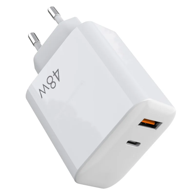 Bulk Purchasing GAN PD 48W Fast Charging Wall Charger USB + USB-C Power Adapter - White / EU Plug