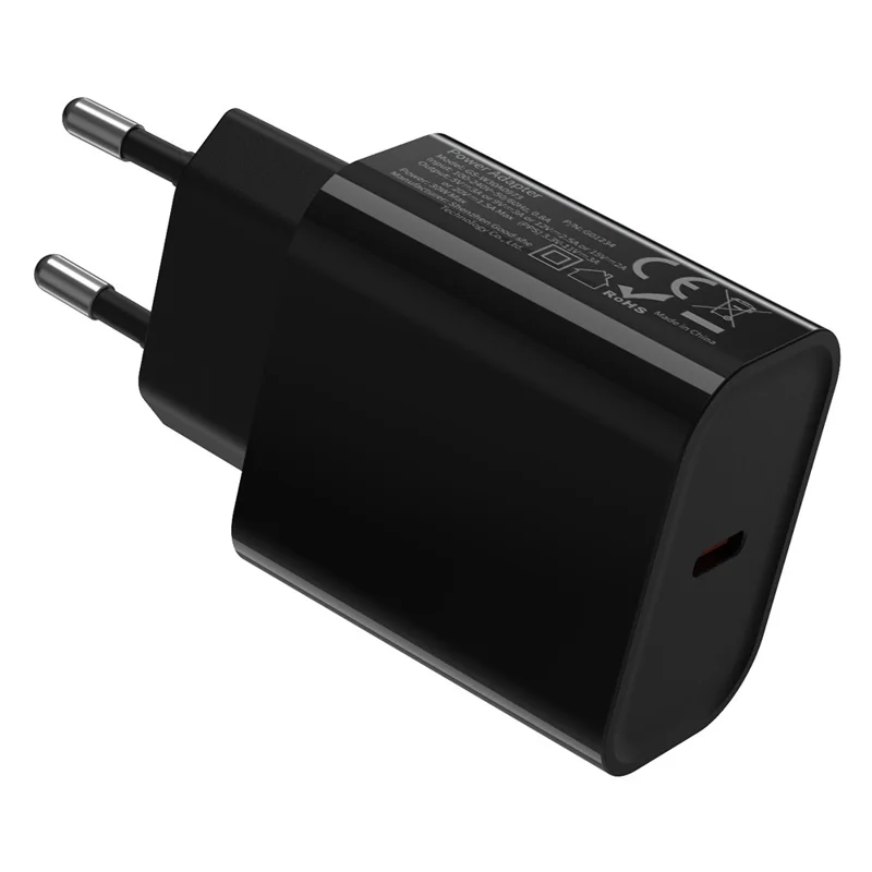 Блочная закупка зарядного устройства PD 30 Вт GaN с одним портом USB-C для быстрой зарядки, адаптер питания - черный / вилка ЕС