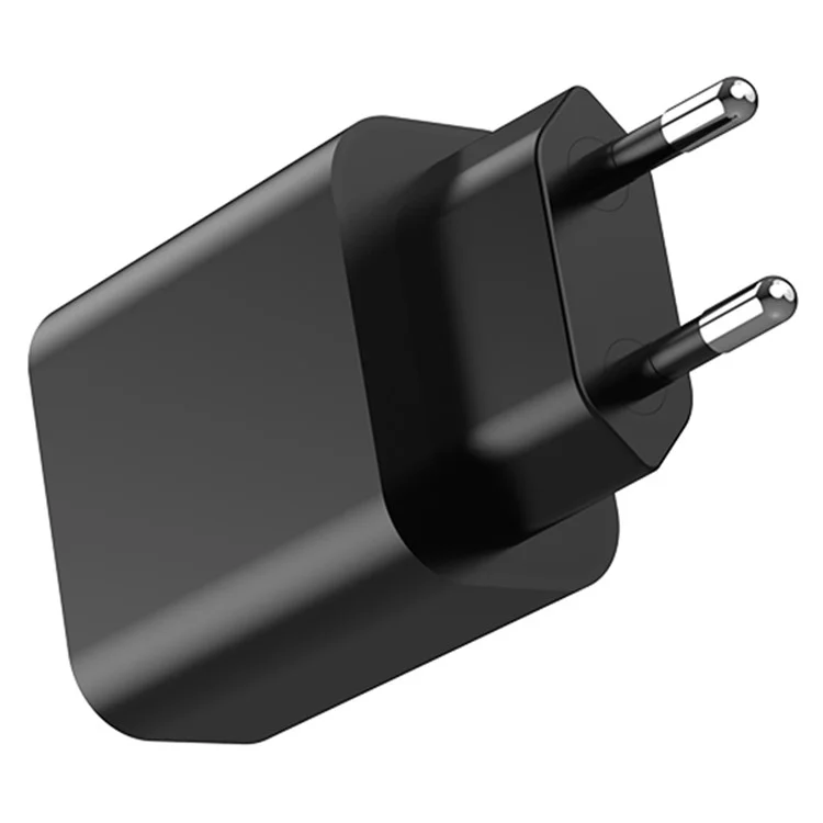 Chargeur GAN 30W PD avec 2 ports Type-C et 1 port USB-A pour une charge rapide des téléphones - Noir / Prise UE