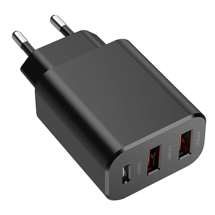 Bulk Purchasing GAN PD 30W Wall Charger 2 USB-A + 1 Type-C Fast Charging Adapter - Black / EU Plug