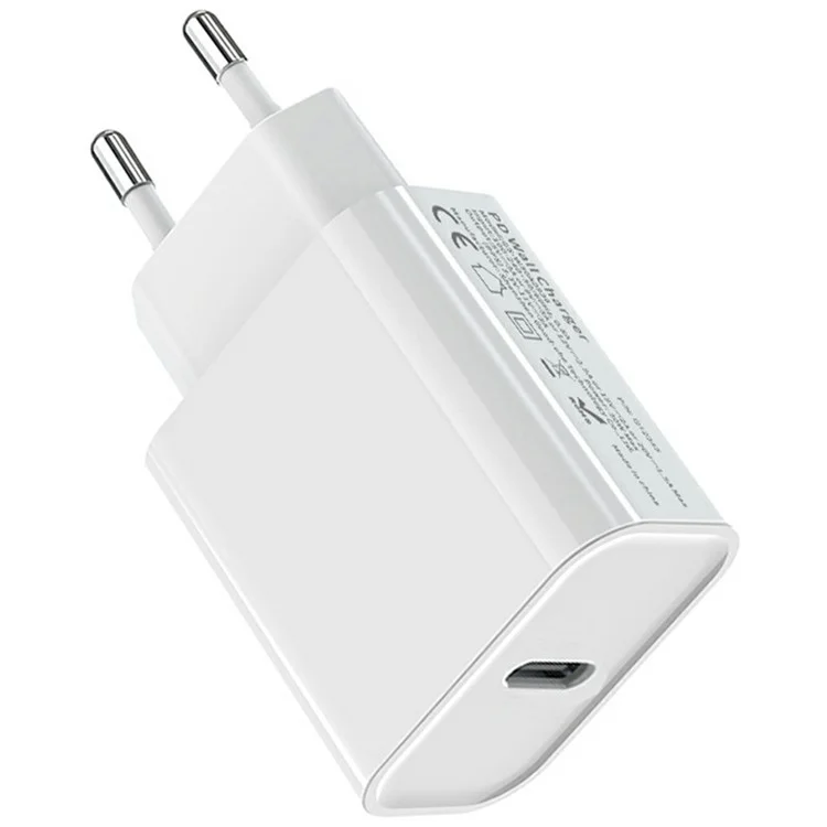 Оптовая покупка зарядного устройства PD 20 Вт с одним портом USB-C, быстрая зарядка, адаптер питания - Белый / Вилка для ЕС