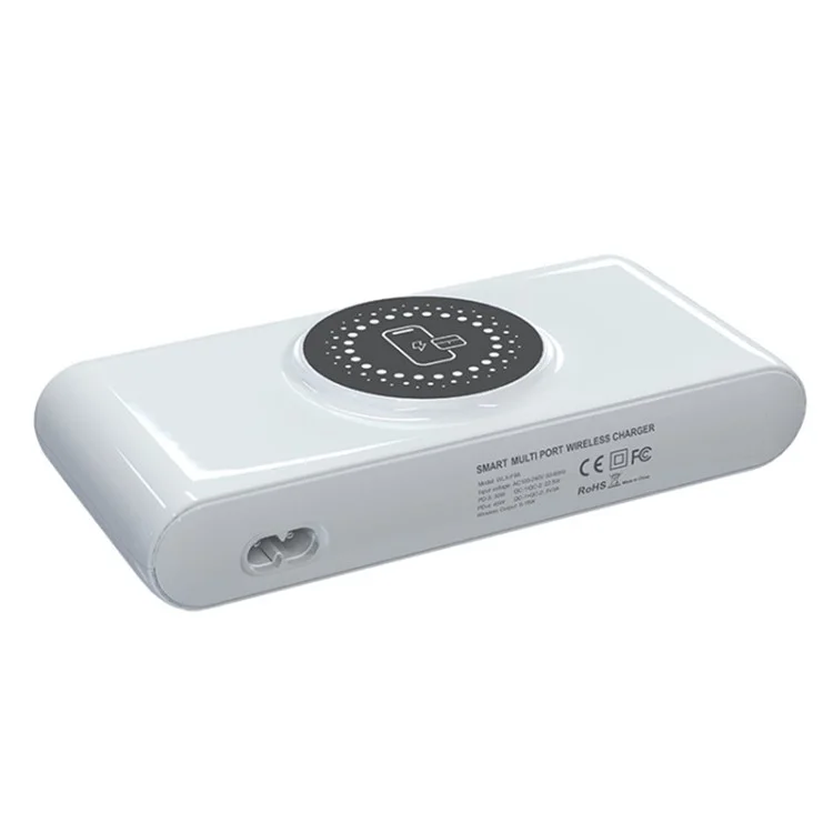 Chargeur sans fil multifonction intelligent 72W F9A 6 en 1 avec 2 ports USB + 2 ports Type C et lumière ambiante LED - Prise US