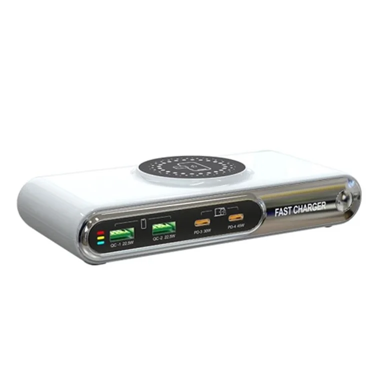 Chargeur sans fil multifonction intelligent 72W F9A 6 en 1 avec 2 ports USB + 2 ports Type C et lumière ambiante LED - Prise US