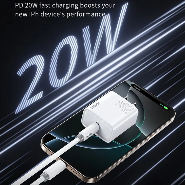 Chargeur rapide WEKOME WP-U59 PD20W avec adaptateur secteur de type C et câble - Prise US
