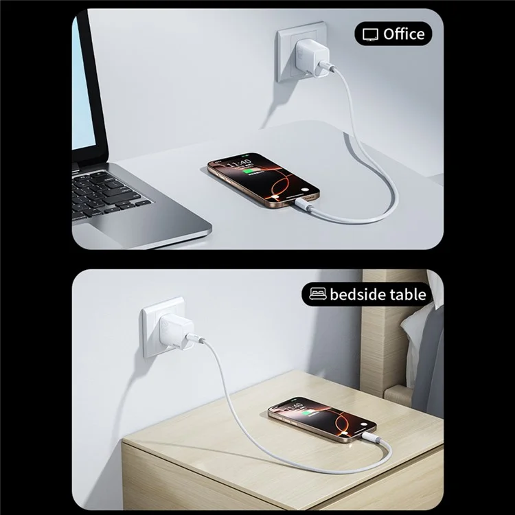 Chargeur rapide WEKOME WP-U59 PD20W avec adaptateur secteur de type C et câble - Prise US