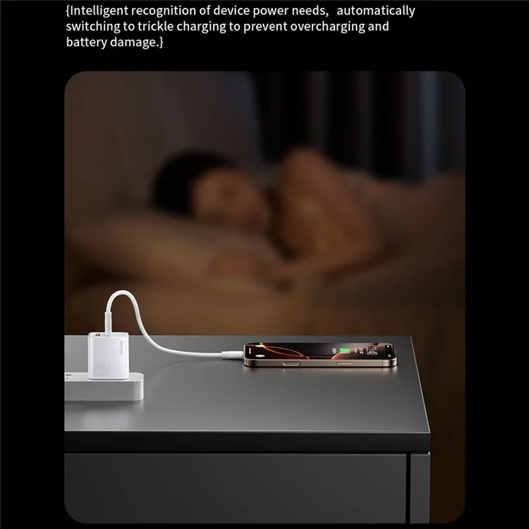 WEKOME WP-U60 20W Wandladegerät mit Dual-Port USB-A / Typ-C Schnellladung für Smartphones / Tablets (US-Stecker)