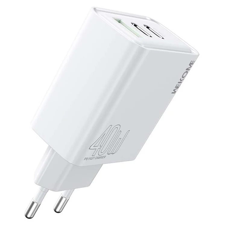 Carregador rápido WEKOME WP-U63 de 40 W com entrada USB-A / duas portas USB-C, adaptador de parede - Plugue da UE
