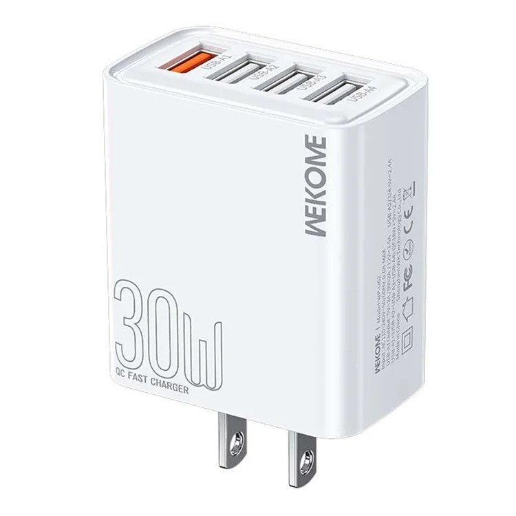 WEKOME WP-U62 30W 4-Port USB-A Fast Charger Wall Adapter Multi-Port Charging US Plug for Phone Tablet