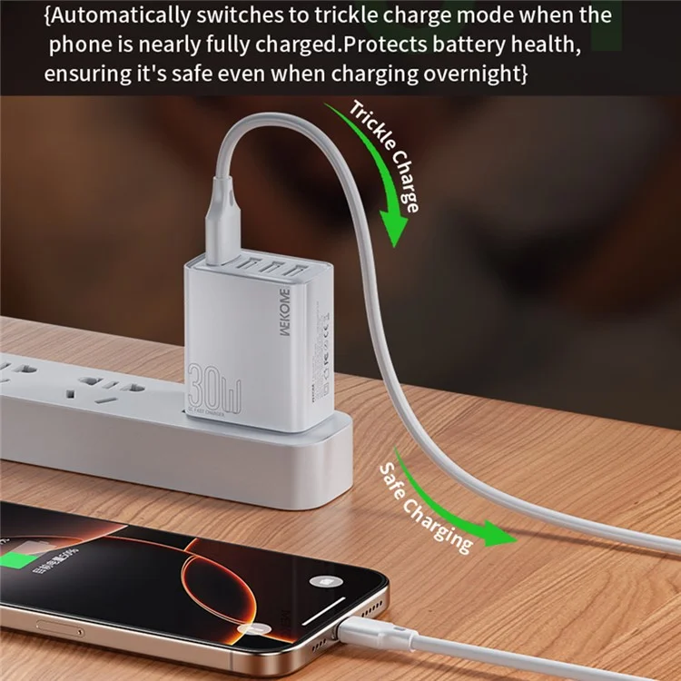 WEKOME WP-U62 30W 4-Port USB-A Fast Charger Wall Adapter Multi-Port Charging US Plug for Phone Tablet