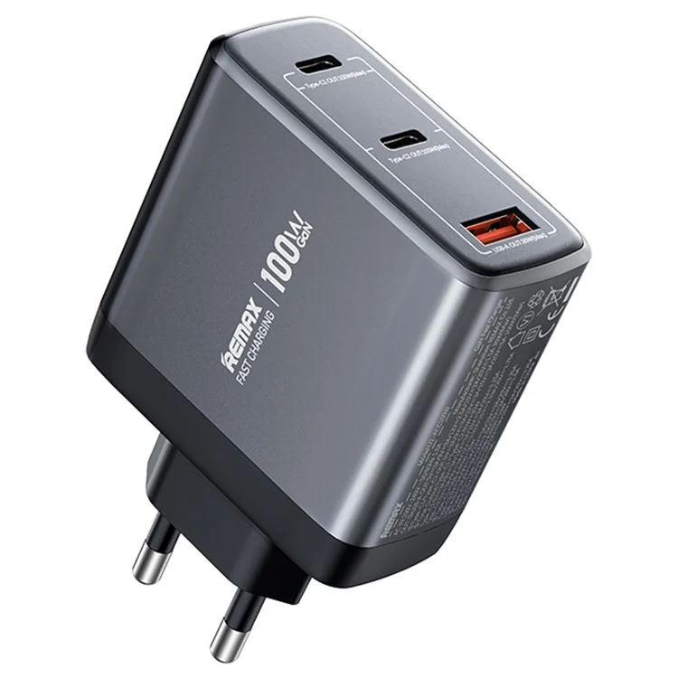 Adaptador de carregamento rápido GaN REMAX U2-ACC100W Type-C USB-A Portas 100W Carregador para Laptop / Tablet / Telefone - Plugue UE