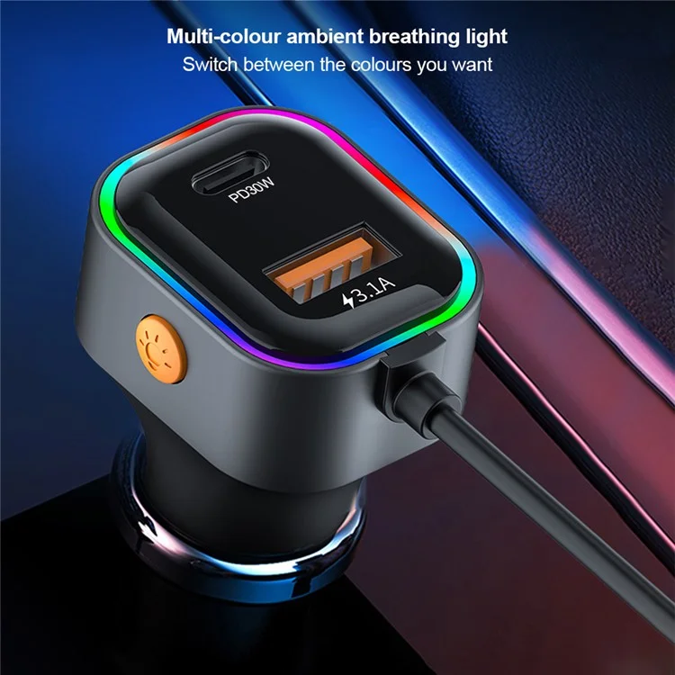 XUNDD XDCH-106 Car Charger 22.5W Dual Cable Auto Adapter Fast Charging Multi-Port Compatible