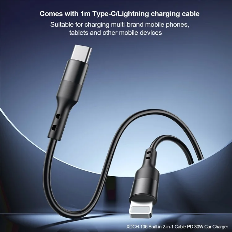 XUNDD XDCH-106 Car Charger 22.5W Dual Cable Auto Adapter Fast Charging Multi-Port Compatible
