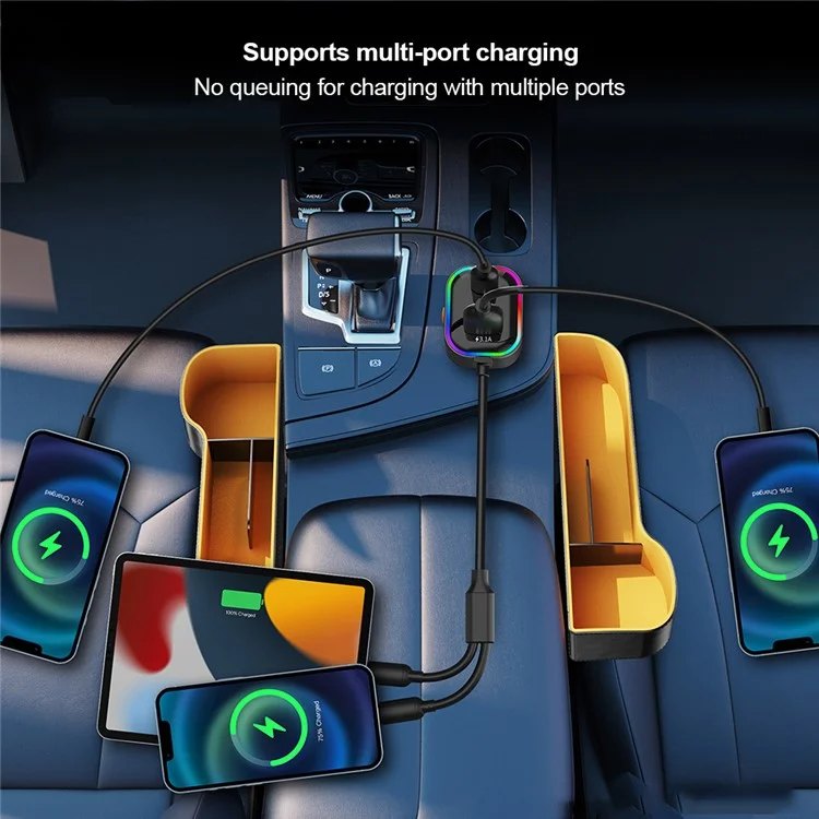 XUNDD XDCH-106 Car Charger 22.5W Dual Cable Auto Adapter Fast Charging Multi-Port Compatible