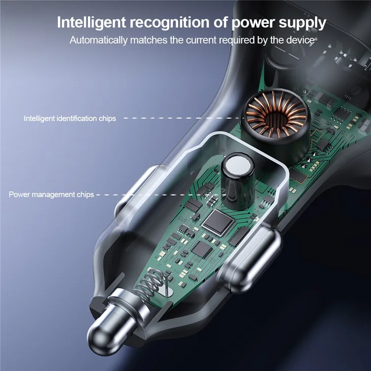 XUNDD XDCH-107 PD 30W Car Charger with Rear Seat Charging Ports Fast Charging  /  RGB Ambient Light