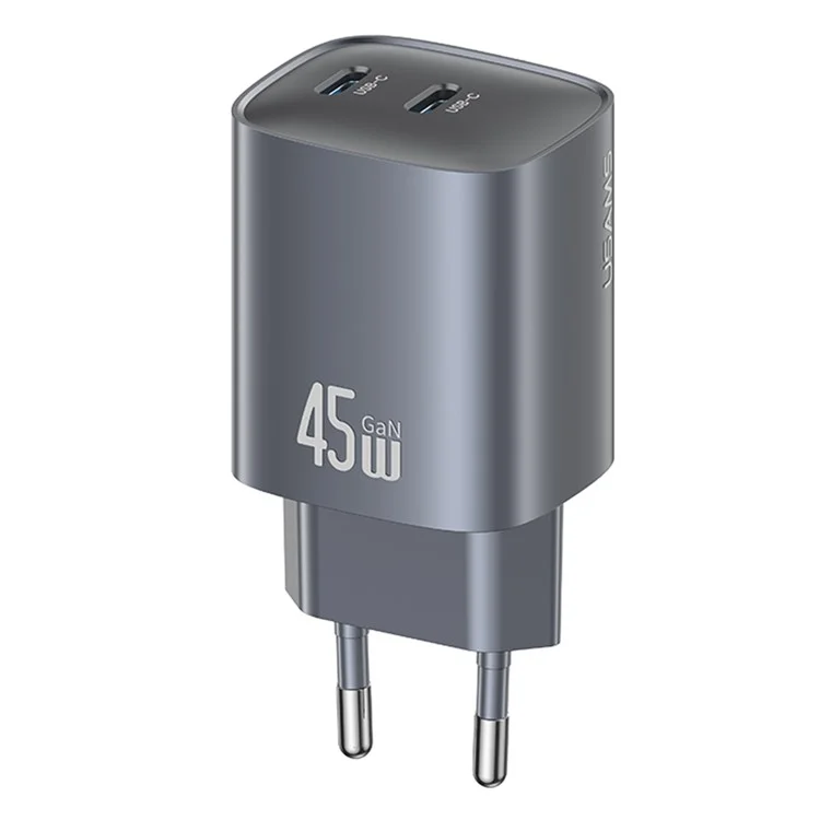 USAMS CC305 T66 45W Chargeur rapide GaN Adaptateur d'alimentation double USB-C pour téléphone/ordinateur portable - Prise EU