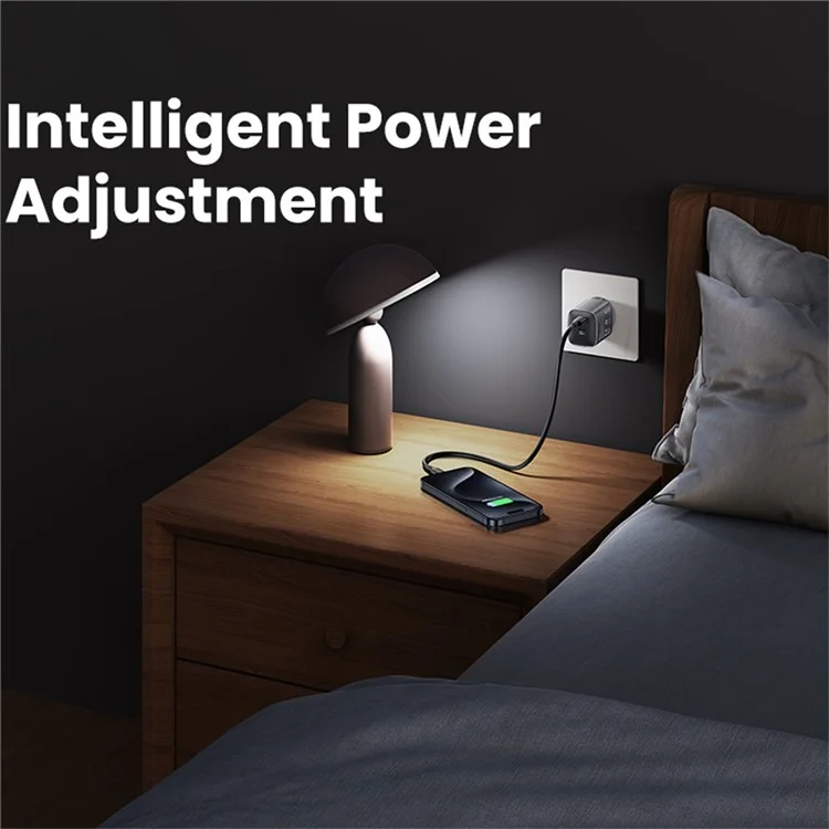USAMS CC305 T66 45W Chargeur rapide GaN Adaptateur d'alimentation double USB-C pour téléphone/ordinateur portable - Prise EU