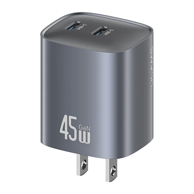 USAMS CC305 T66 45W GaN Fast Charger Dual USB-C Power Adapter for Phone / Laptop - US Plug