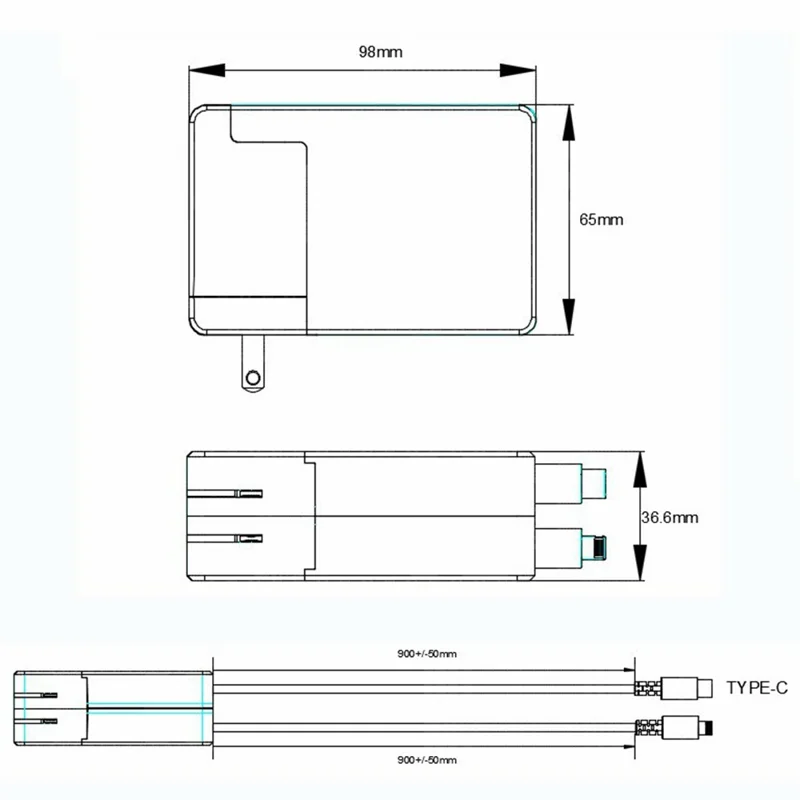 PT-18 US Plug GaN Charger 65W PD Fast Charging Power Adapter with iP + Type C Retractable Cables