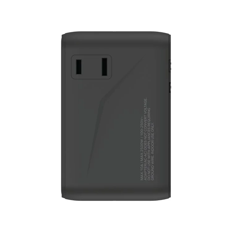 MOMAX 1-World 2 Dual AC Mini GaN Global Travel Adapter 100W Fast Charging Wall Charger - Black