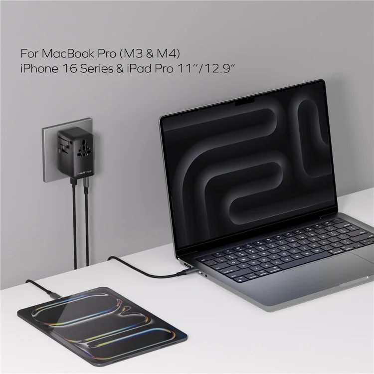 MOMAX 1-World 2 Dual AC Mini GaN Global Travel Adapter 100W Fast Charging Wall Charger - Black