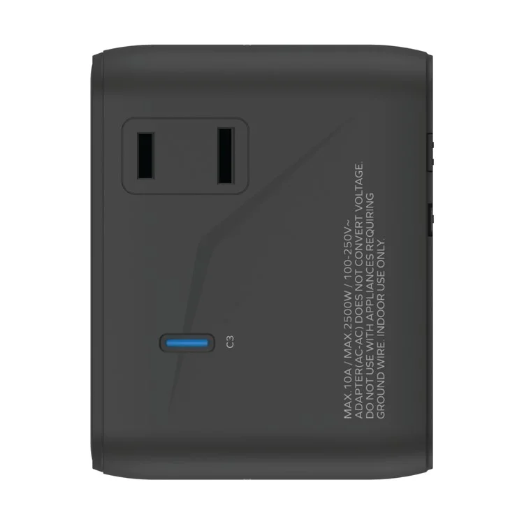 MOMAX 1-World 2 Dual AC Mini GaN Global Travel Adapter 70W Universal Power Converter Charger - Black