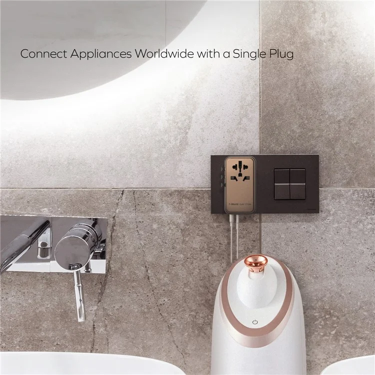 MOMAX 1-World 170W GaN PD Globales Reise-Ladegerät mit USB-C Kabel - Gold