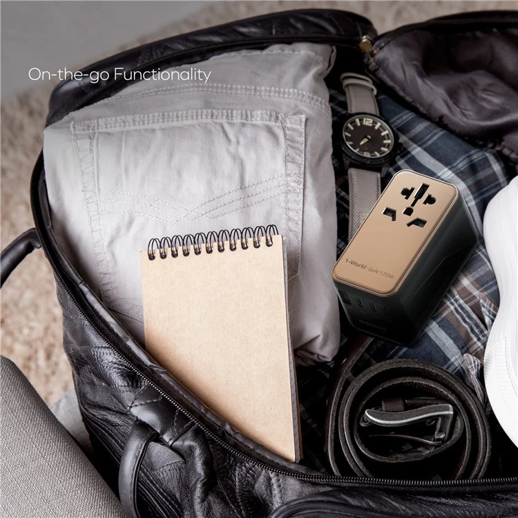 MOMAX 1-World 170W GaN PD Globales Reise-Ladegerät mit USB-C Kabel - Gold