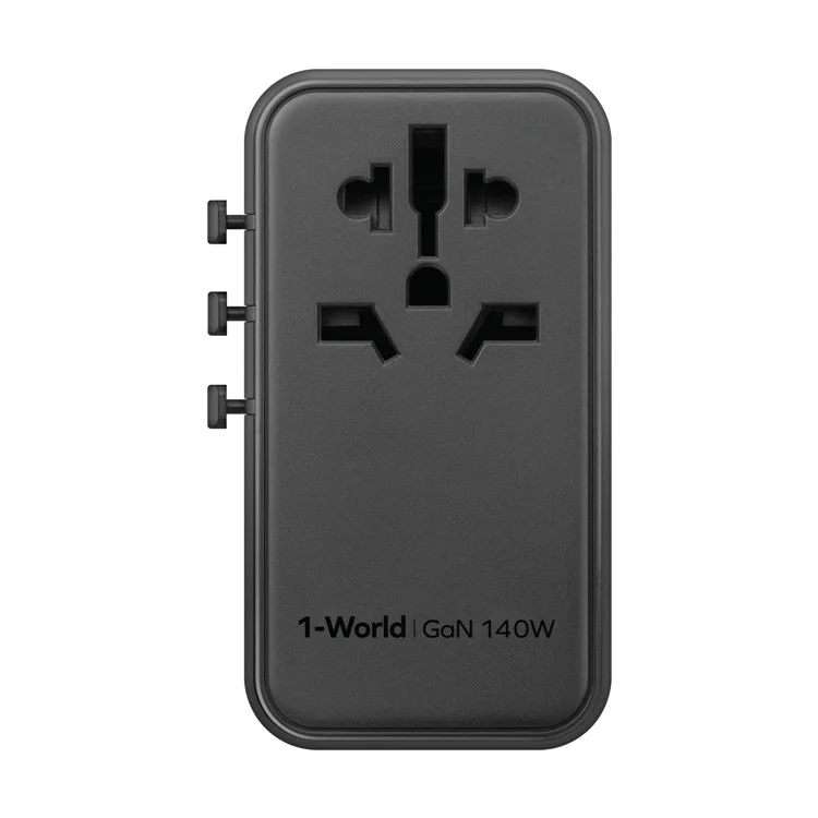MOMAX 1-World 140W GaN PD Globales Reiseladegerät Mehrport-Schnellladung Adapter mit USB-C Kabel - Schwarz