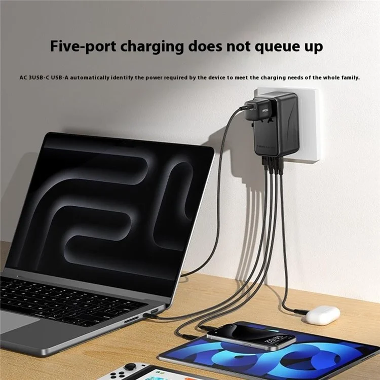 MOMAX 1-World 140W GaN PD Globales Reiseladegerät Mehrport-Schnellladung Adapter mit USB-C Kabel - Schwarz