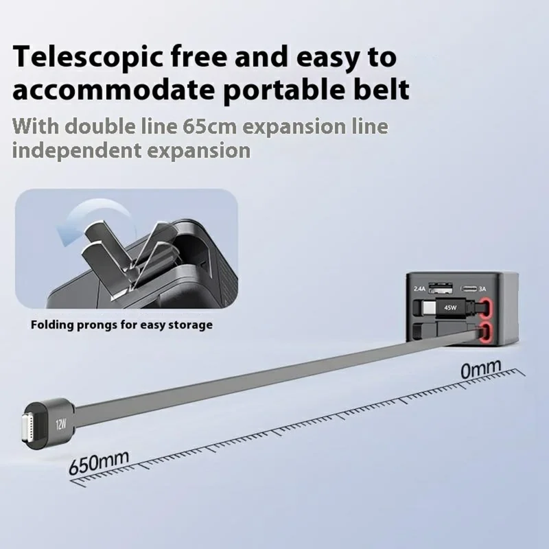 PT-53 Multi-Port Wall Charger with Type-C  /  iP Cable 45W Fast Charging Adapter for Multiple Devices, US Plug