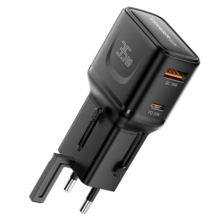 ESSAGER Caricabatterie da Viaggio 35W CN / US + EU + UK + AUS Adattatore di Alimentazione per Telefono GaN