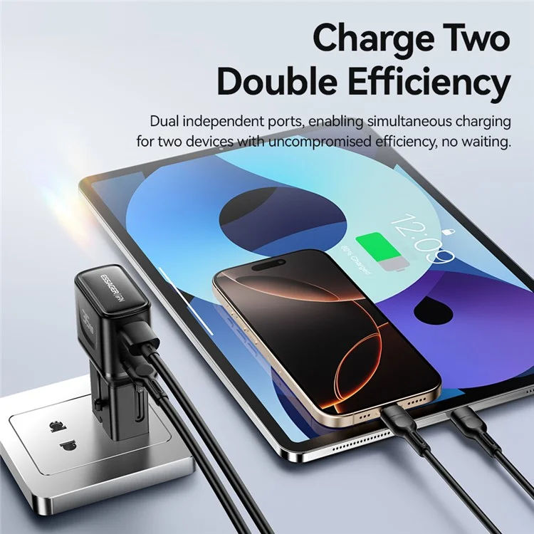 ESSAGER Caricabatterie da Viaggio 35W CN / US + EU + UK + AUS Adattatore di Alimentazione per Telefono GaN