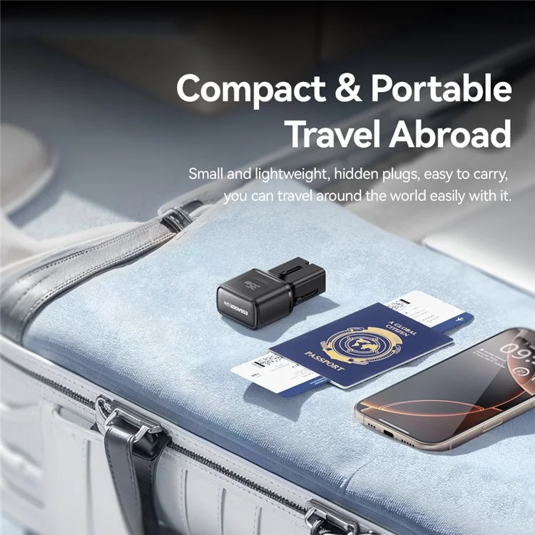 ESSAGER Caricabatterie da Viaggio 35W CN / US + EU + UK + AUS Adattatore di Alimentazione per Telefono GaN