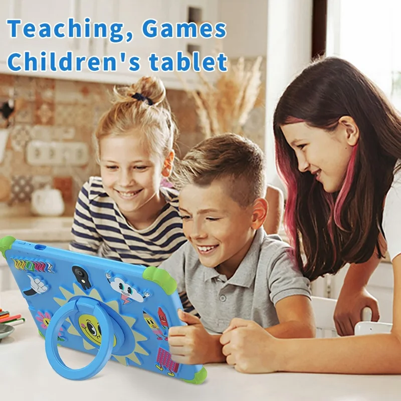 Q88 7 Inch Android 10.0 Educational Tablet for Kids with Anti Drop Case and Rotatable Kickstand,  1+16G Storage - Sunflower Blue