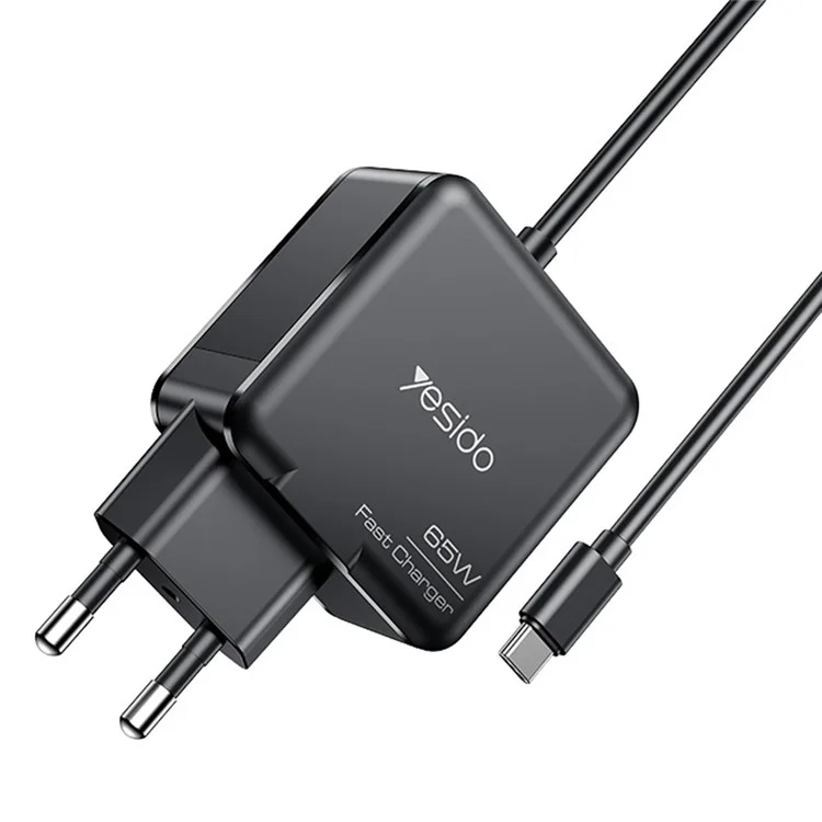 YESIDO YC75 EU-Stecker-Netzteil mit 2 m Typ-C-Kabel Tragbares 65 W PD-Schnellladegerät