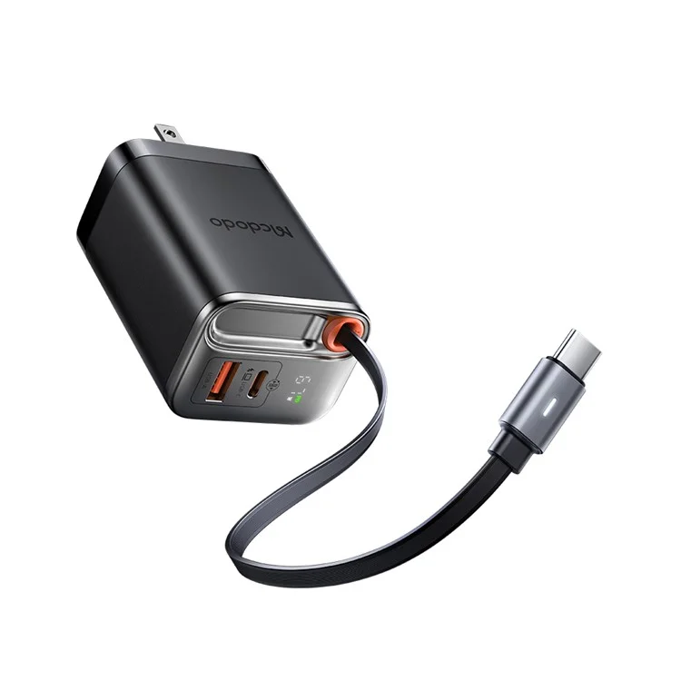 MCDODO CH-4110 Freego Series GaN зарядное устройство 67 Вт USB A+C быстрая зарядка сетевой адаптер с выдвижным кабелем - вилка для США
