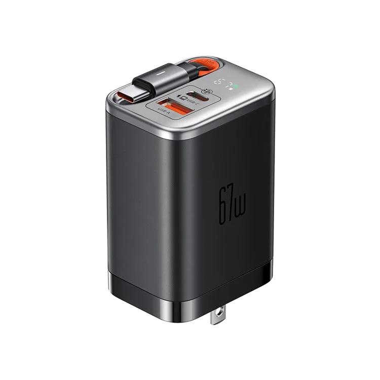 MCDODO CH-4110 Freego Series GaN зарядное устройство 67 Вт USB A+C быстрая зарядка сетевой адаптер с выдвижным кабелем - вилка для США