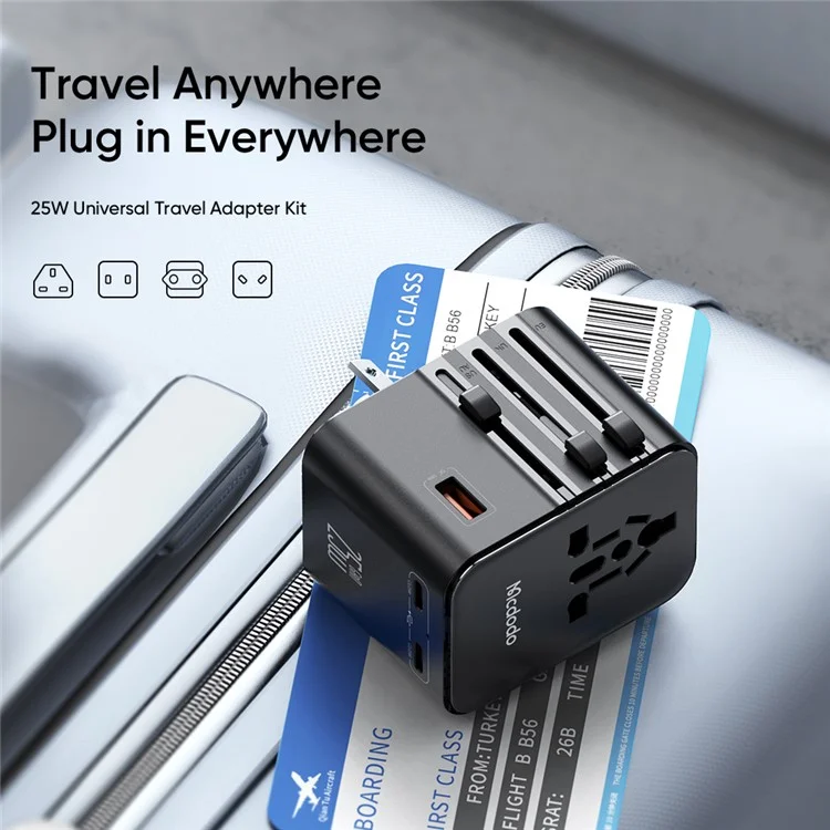 MCDODO CP-3260 MDD G5 Series Adaptador de Carregamento Universal de Viagem de 25W com Dois Tipos de Porta (Type-C + USB-A) e Cabo USB-C para USB-C