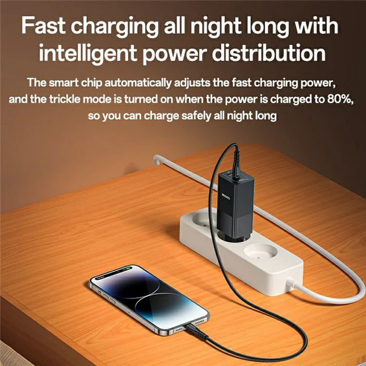 YESIDO YC73 Caricabatterie USB-C / USB-A a Doppia Porta GaN 65W con Ricarica Rapida per Telefono / Tablet - Spina EU
