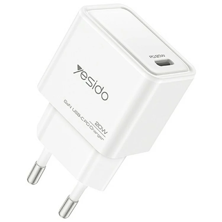 YESIDO YC60 Caricabatterie da viaggio USB-C GaN PD 20W Caricatore veloce per Telefono / Tablet - Spina EU