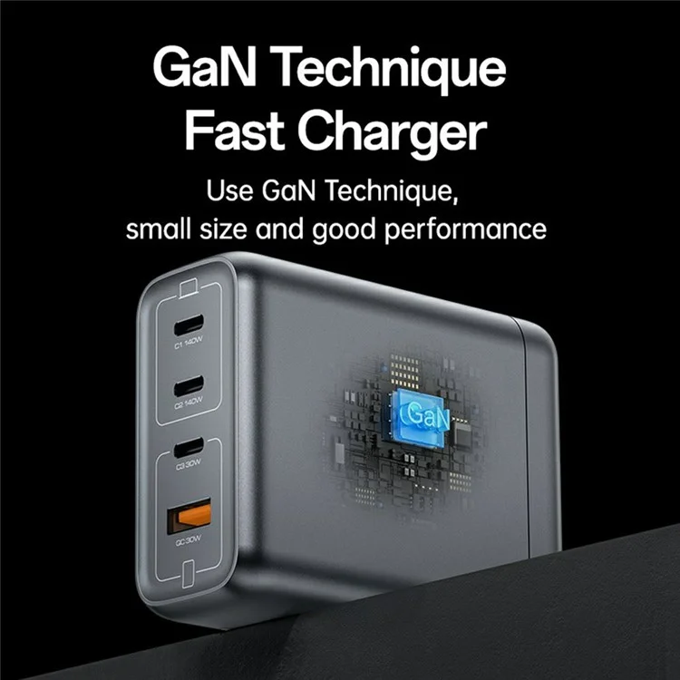 YESIDO YC143 Chargeur USB-C 140W 4 Ports USB-C + USB-A Charge Rapide pour Ordinateur Portable / Téléphone / Tablette - Prise US