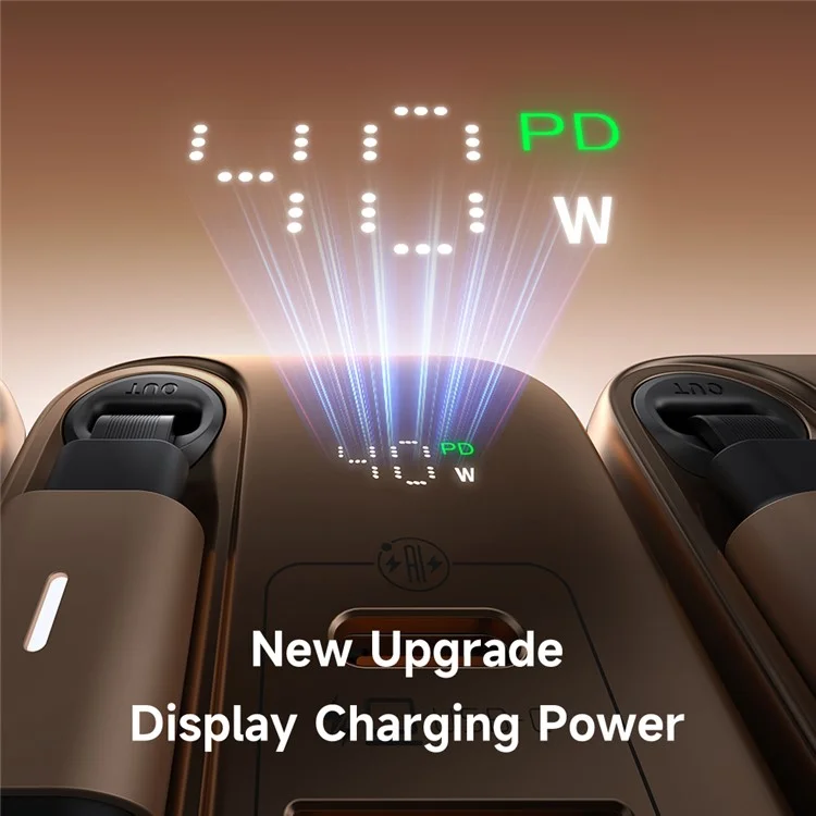 MCDODO CH-4281 Chargeur GaN 40W avec Câble Rétractable Charge Rapide USB-C / USB-A - Prise EU - Or Désert