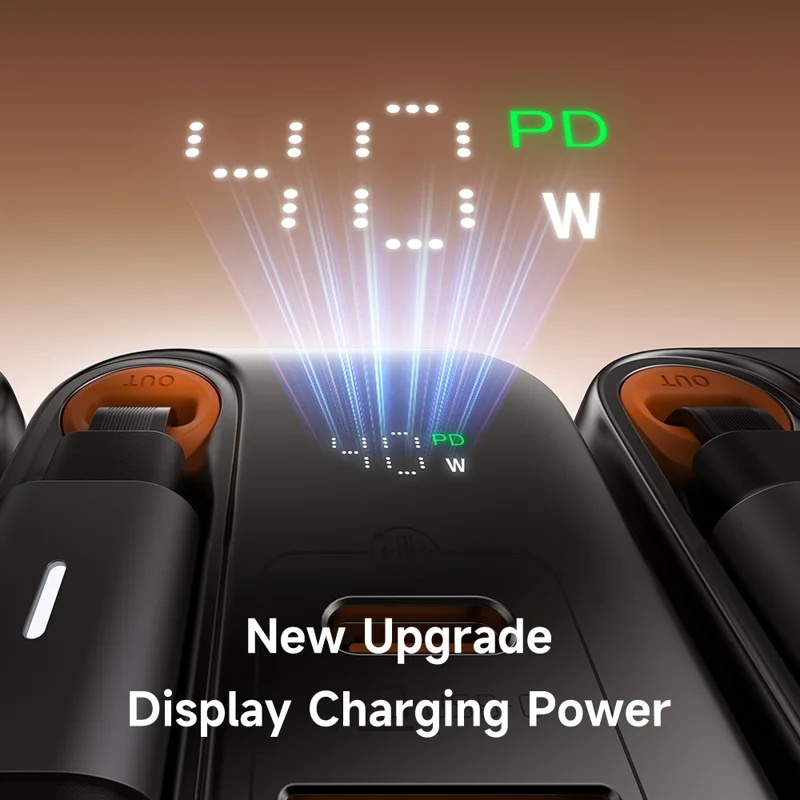 MCDODO CH-4281 40W GaN Charger with Retractable Cable Fast Charging USB-C / USB-A Charger Block - EU Plug - Black