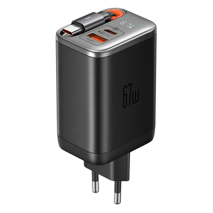 Chargeur rapide MCDODO CH-4100 GaN 67W Adaptateur de charge USB-C / USB-A avec câble rétractable pour plusieurs appareils - Prise européenne