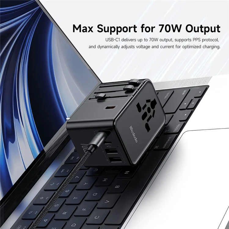 MCDODO CP-5980 MDD G5 Series 70W Global Wall Charger 3 USB-C + 2 USB-A Universal Travel Adapter Charger Set with Type-C Cable